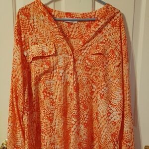 Calvin Klein Orange Patterned Blouse